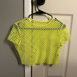 Neon Yellow Mesh Crop Top